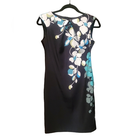 New York& Co Sleeveless Shift Dress Aqua/Gray/Cream Floral Size 2 - Picture 1 of 4